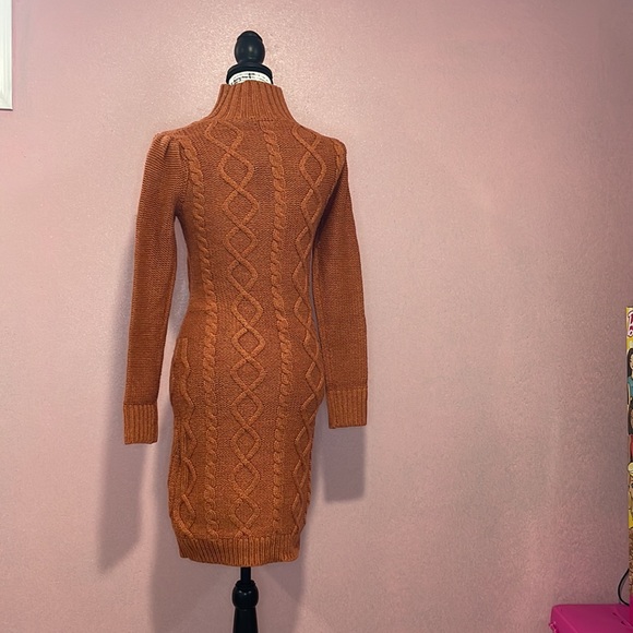 Moda International - Orange brown sweater dress mid length - Picture 5 of 5